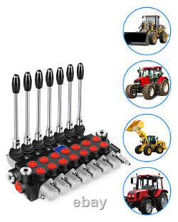 Hydraulic Control Valve 7 Spool 15 GPM Ports Adjustable Relief Lever 3600 PSI