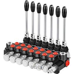 Hydraulic Control Valve 7 Spool 15 GPM Ports Adjustable Relief Lever 3600 PSI