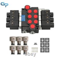 Hydraulic Control Valve Double Acting 13 GPM 3600 PSI 3 Spool Solenoid 12V DC