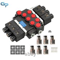 Hydraulic Control Valve Double Acting 13 GPM 3600 PSI 3 Spool Solenoid 12V DC