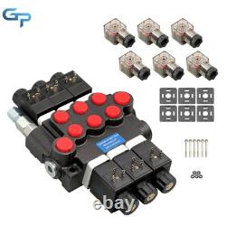 Hydraulic Control Valve Double Acting 13 GPM 3600 PSI 3 Spool Solenoid 12V DC