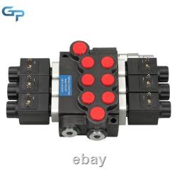 Hydraulic Control Valve Double Acting 13 GPM 3600 PSI 3 Spool Solenoid 12V DC