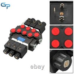 Hydraulic Control Valve Double Acting 13 GPM 3600 PSI 3 Spool Solenoid 12V DC