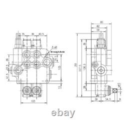 Hydraulic Control Valve with2 Spool Valve 80lpm/ 21gpm & 2 Cables Remote Joystick