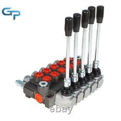 Hydraulic Directional Control Valve 13 GPM with 5 Spools 4-Way Tandem Center