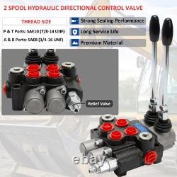 Hydraulic Directional Control Valve 2 Spool, 11GPM SAE Ports Tractor Loader V