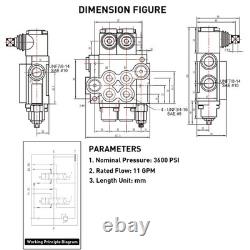 Hydraulic Directional Control Valve 2 Spool, 11GPM SAE Ports Tractor Loader V