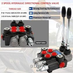 Hydraulic Directional Control Valve 2 Spool, 11GPM SAE Ports Tractor Loader Valv