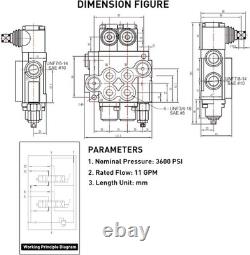 Hydraulic Directional Control Valve 2 Spool, 11GPM SAE Ports Tractor Loader Valv