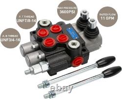 Hydraulic Directional Control Valve 2 Spool, 11GPM SAE Ports Tractor Loader Valv
