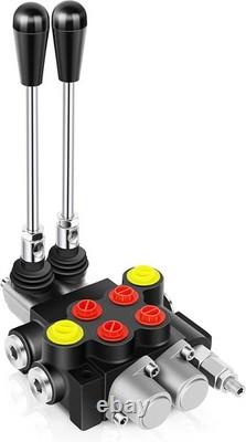 Hydraulic Flow Control Valve 2 Spool 13 GPM G Ports Adjustable Relief Lever H