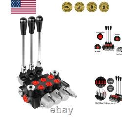 Hydraulic Flow Control Valve 3 Spool 11 GPM G Ports Adjustable Relief Lever H