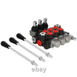 Hydraulic Flow Control Valve 3 Spool 11 GPM SAE Ports Adjustable Relief Lever