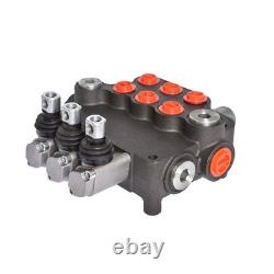 Hydraulic Monoblock 3 Spool 21 GPM Double Acting Control Valve SAE Ports