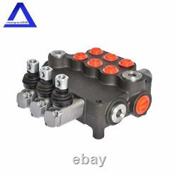 Hydraulic Monoblock Double Acting Control Valve, 3 Spool21 GPM, SAE Ports