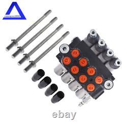 Hydraulic Monoblock Double Acting Control Valve 4 Spool 11 GPM +Conversion Plug