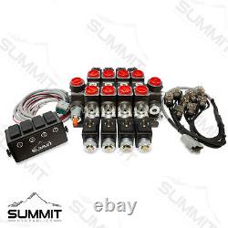 Hydraulic Monoblock Solenoid Directional Control Valve 4 Spool 27 GPM 24V Switch