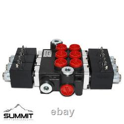 Hydraulic Monoblock Solenoid Motor Control Valve, 3 Spool, 13 GPM, 12V DC