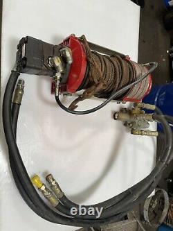 Hydraulic Winch Used Dayton 8000lb 3vj73 hoses Control valve 3/8 cable nice
