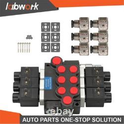 Labwork 3 Spool Solenoid 12V DC Hydraulic Control Valve Double Acting 13 GPM