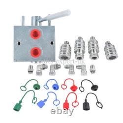 Manual Hydraulic Diverter Valve 3 Port 20GPM 3000PSI WithCouplers Adapter Fittings