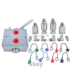 Manual Hydraulic Diverter Valve 3 Port 20GPM 3000PSI WithCouplers Adapter Fittings