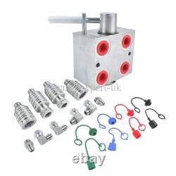 Manual Hydraulic Diverter Valve 3 Port 20GPM 3000PSI WithCouplers Adapter Fittings