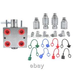 Manual Hydraulic Diverter Valve 3 Port 20GPM 3000PSI WithCouplers Adapter Fittings