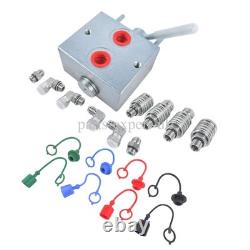 Manual Hydraulic Diverter Valve 3 Port 20GPM 3000PSI WithCouplers Adapter Fittings
