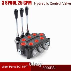 Electric Valve Double Acting Tractors Loaders 3000PSI 3 Spool 25 GPM Hydraulic 