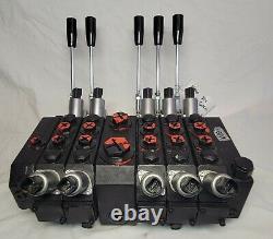 New 5 Spool Nimco 13675-2s Hydraulic 24v Directional Control Valve And Levers