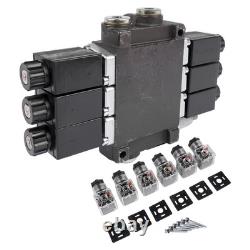 Solenoid Hydraulic Control Valve 3 Spool 13 GPM SAE Ports for Small Tractors New