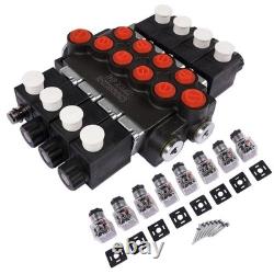 Solenoid Hydraulic Control Valve 4 Spool 13 GPM for Forklifts Tractor Loaders