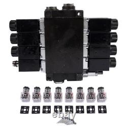 Solenoid Hydraulic Control Valve 4 Spool 13 GPM for Forklifts Tractor Loaders