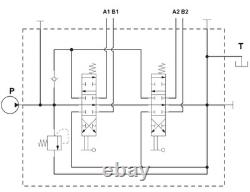 TORA 18,5 GPM (70L) Hydraulic Monoblock Control Valve with 2 Levers, 3/4 BSP