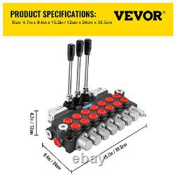 VEVOR 7 Spool Hydraulic Directional Control Valve 11GPM BSPP Port with 2 Joysticks